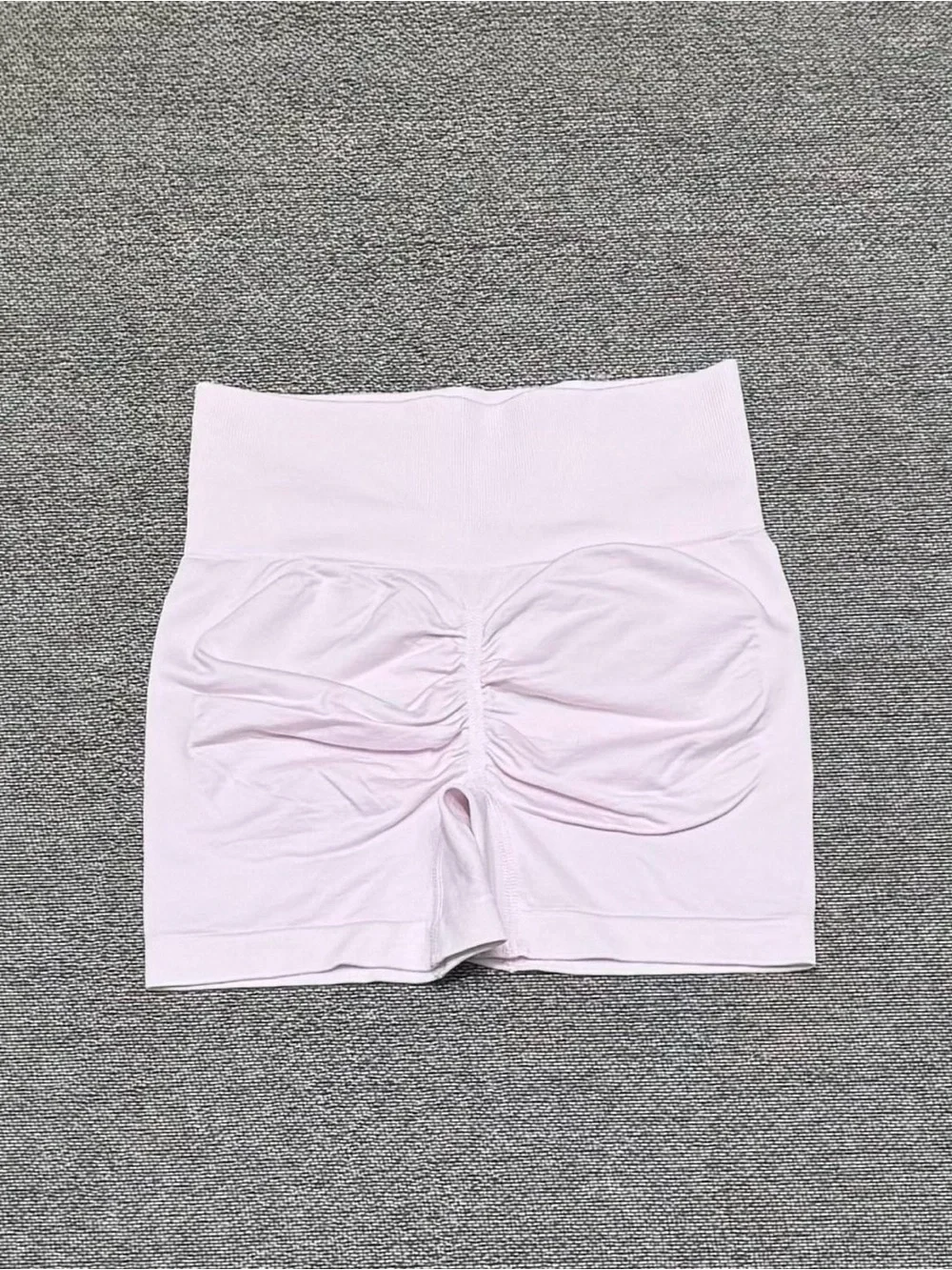 ALO Yoga Light Pink Ribbed Bralette & High-Waist Bike Shorts Set - Picture 6 of 6